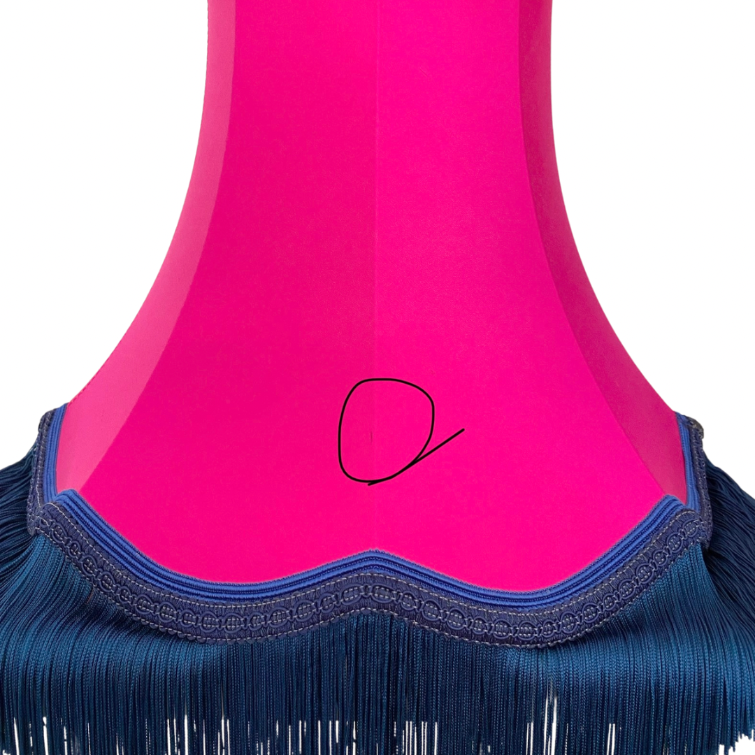 Hot Pink Silk & Navy Fringed Bell Lampshade (EX-DISPLAY)