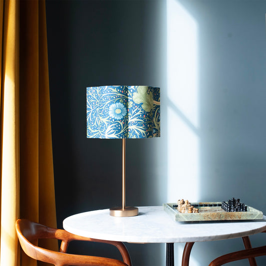 William Morris 'Seaweed' Scalloped Lampshade - Cobalt & Thyme