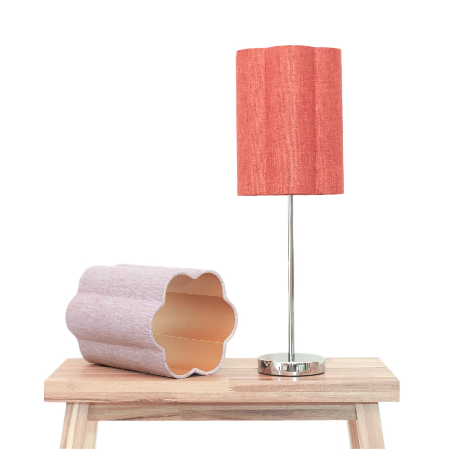Flecked Rust Irish Linen - Tall Chrome Lamp Base