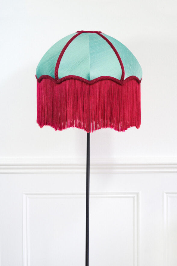 Aqua Blue Silk Curved Tiffany Lampshade