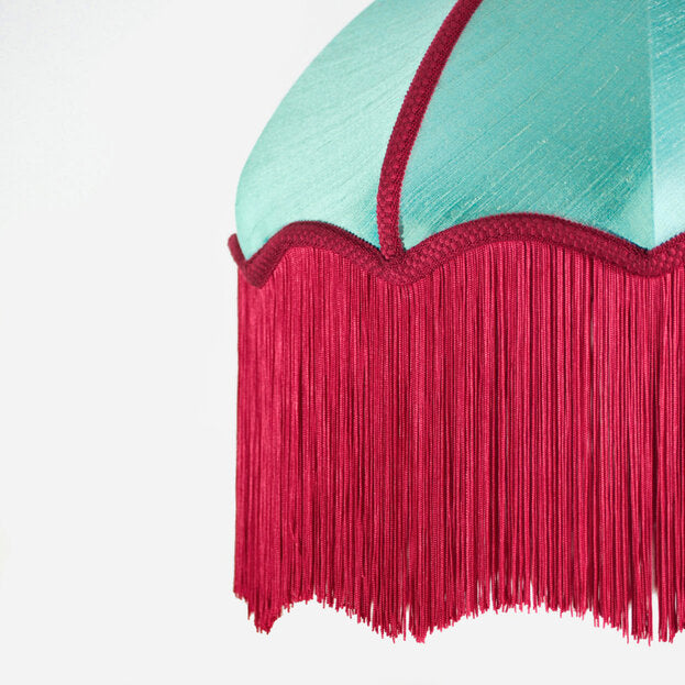 Aqua Blue Silk Curved Tiffany Lampshade