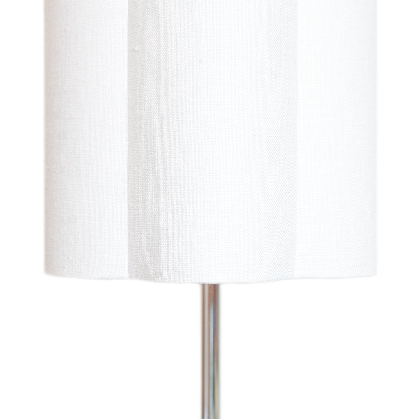 Snow White Irish Linen - Tall Chrome Lamp Base