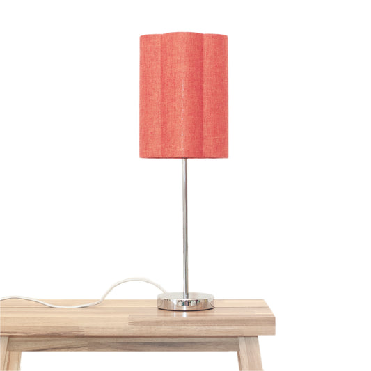 Flecked Rust Irish Linen - Tall Chrome Lamp Base