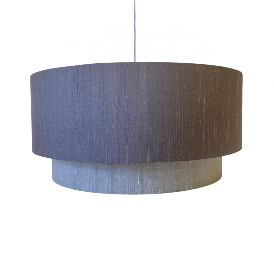 'Shades of Grey' Silk Tiered Lampshade - XL