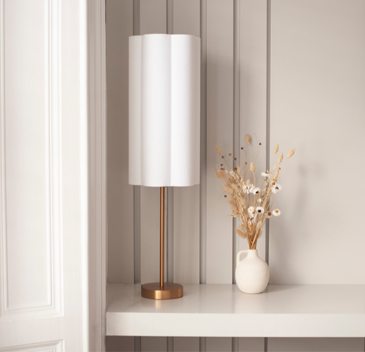 Snow White Linen - Tall Brushed Brass Lamp Base