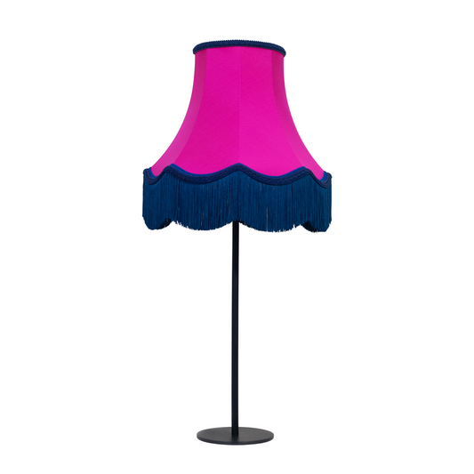 Hot Pink Silk & Navy Fringed Bell Lampshade (EX-DISPLAY)