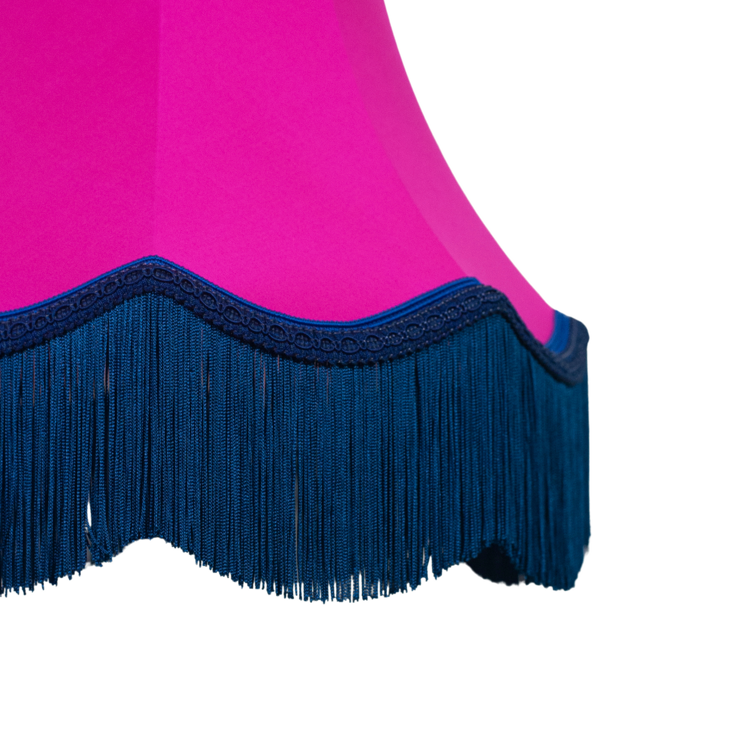 Hot Pink Silk & Navy Fringed Bell Lampshade (EX-DISPLAY)