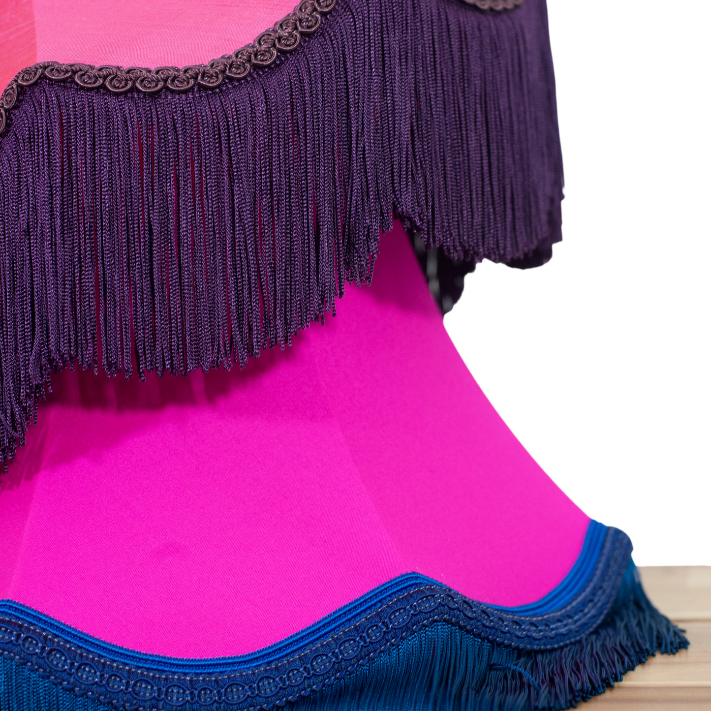 Hot Pink Silk & Navy Fringed Bell Lampshade (EX-DISPLAY)