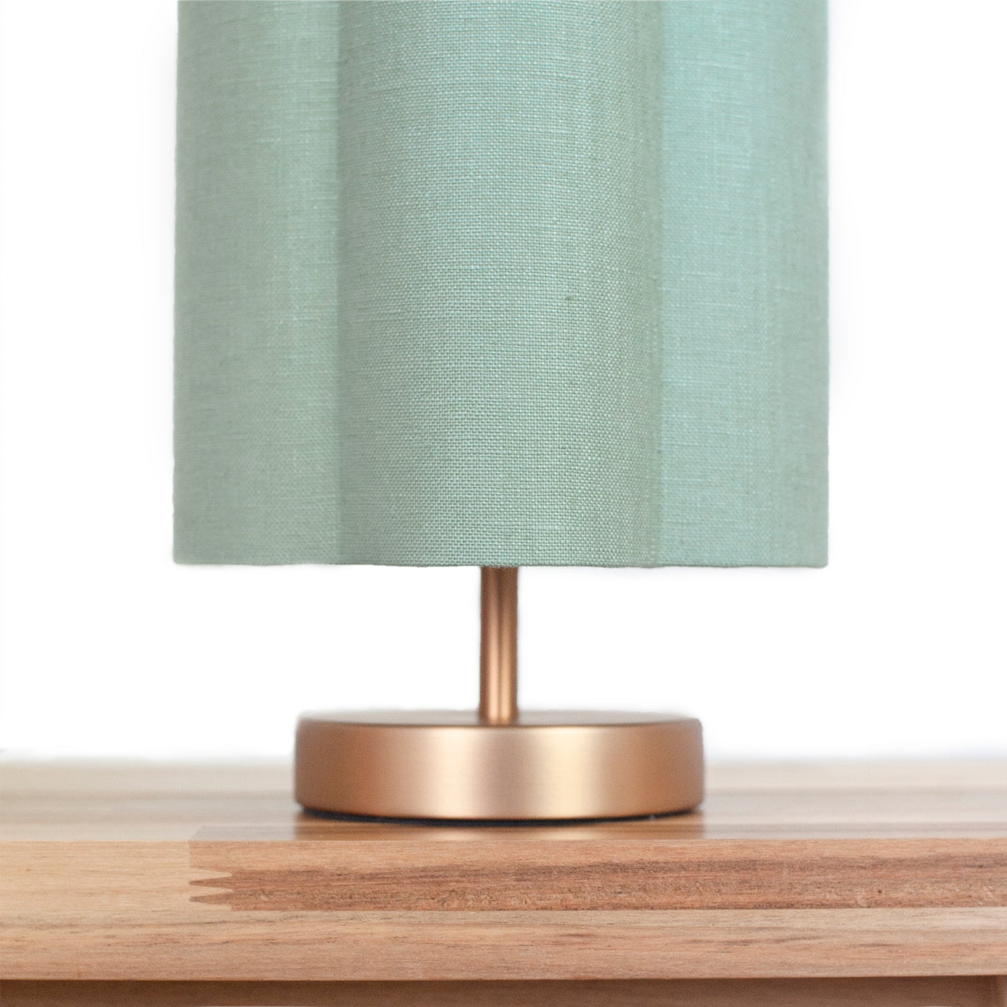 Celadon Green Irish Linen - Tall Lampshade / Small Brushed Brass Lamp Base