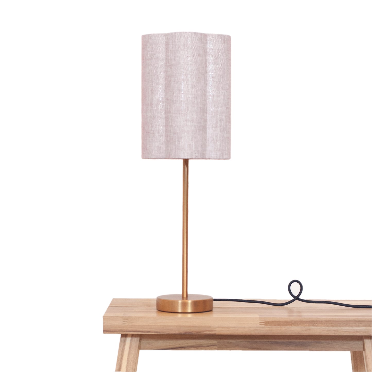 Flecked Biscuit Irish Linen - Tall Brushed Brass Lamp Base