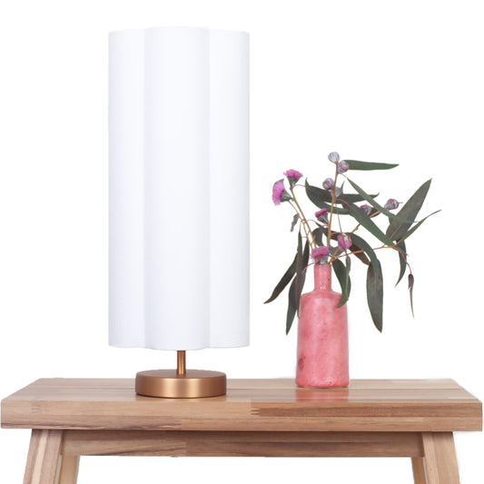 Snow White Irish Linen - Small Brushed Brass Lamp Base