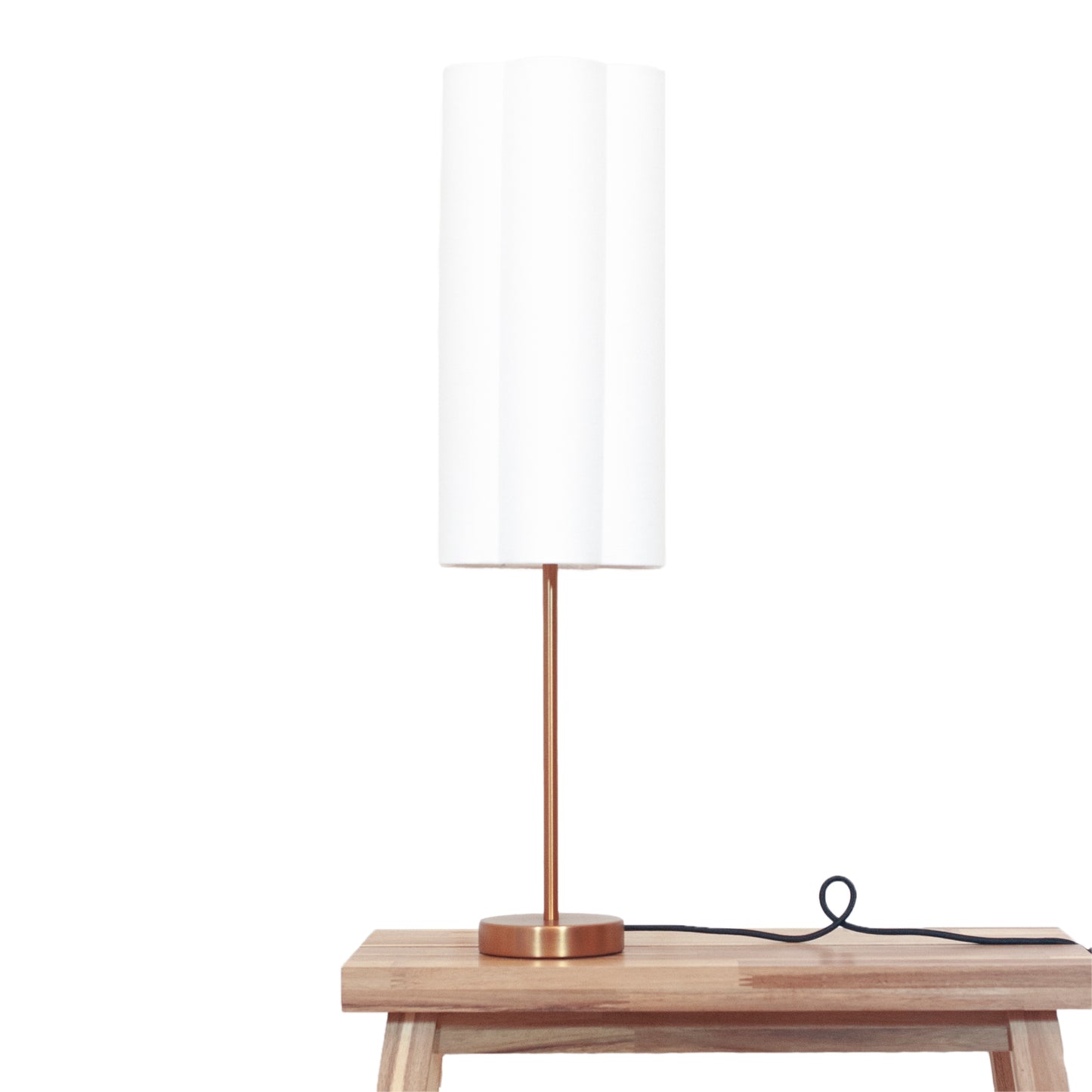 Snow White Linen - Tall Brushed Brass Lamp Base