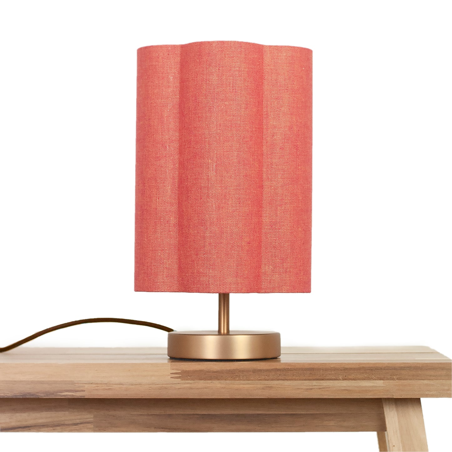 Flecked Rust Irish Linen - Small Brushed Brass Lamp Base