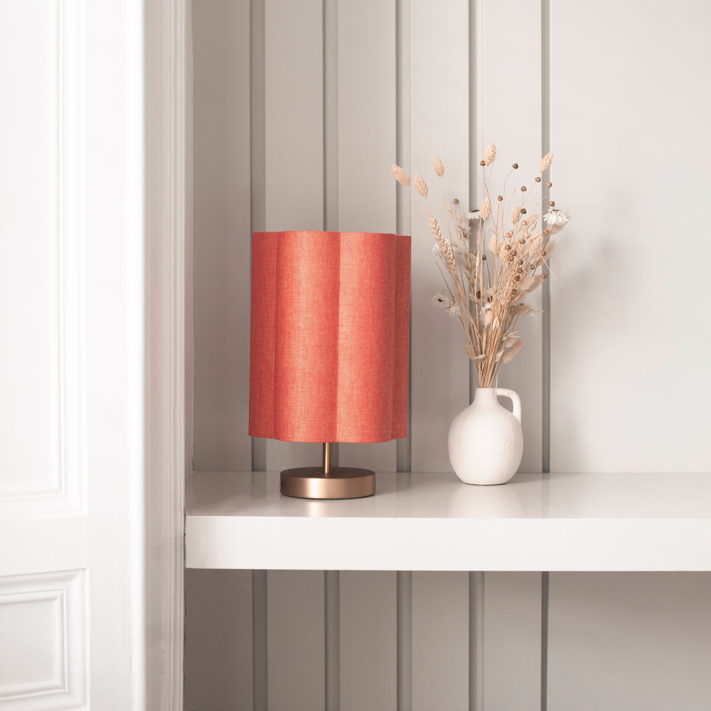 Flecked Rust Irish Linen - Small Brushed Brass Lamp Base