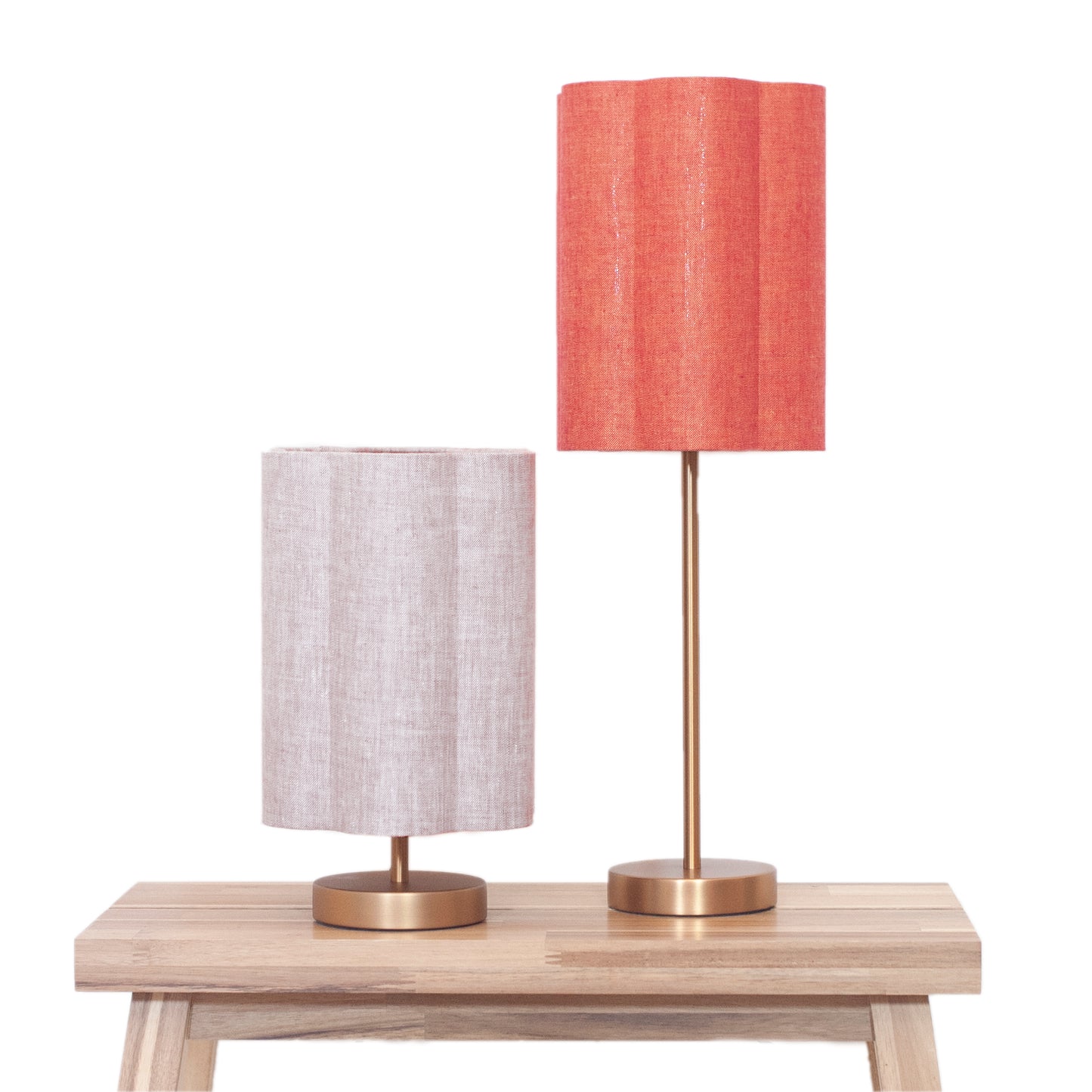 Flecked Rust Irish Linen - Tall Brushed Brass Lamp Base