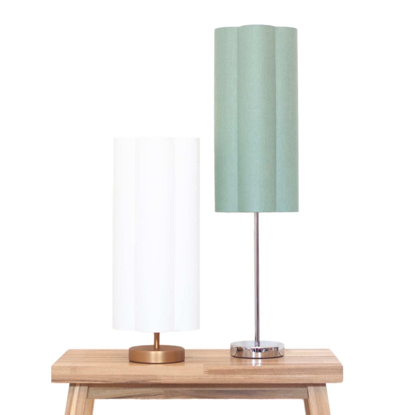 Snow White Irish Linen - Small Brushed Brass Lamp Base