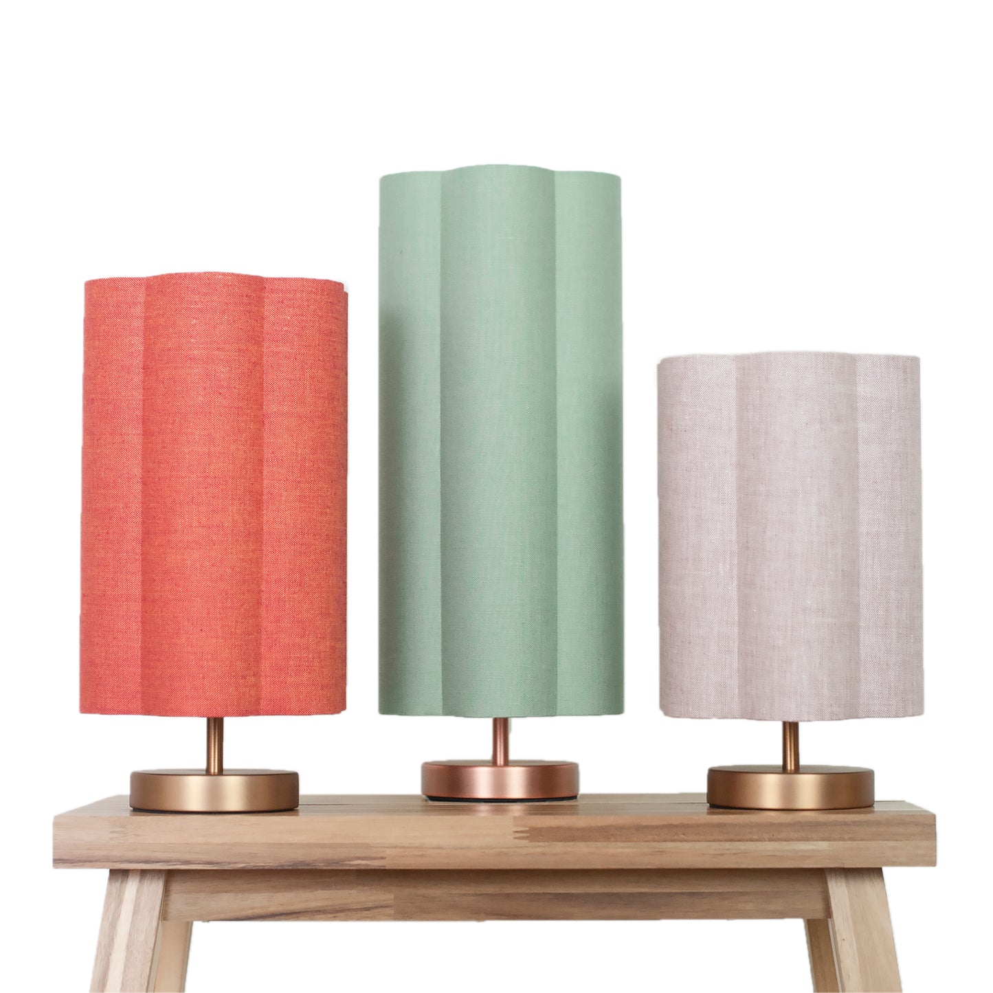 Celadon Green Irish Linen - Tall Lampshade / Small Brushed Brass Lamp Base