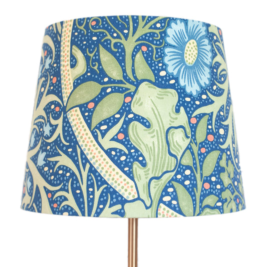 William Morris 'Seaweed' Empire Lampshade - Cobalt & Thyme
