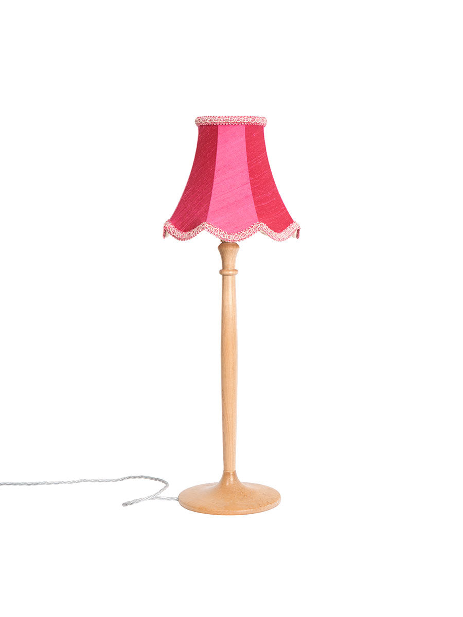 Strawberry Pink Silk Scalloped Bell Lampshade
