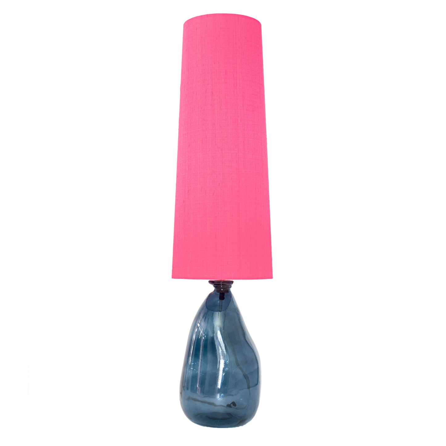 Candy Pink Silk Tall Cone Lampshade - Small
