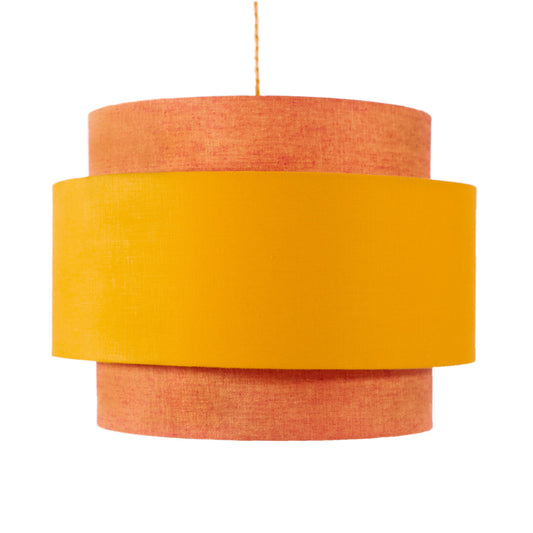 Irish Linen Tiered Pendant Lampshade - Ochre & Flecked Rust