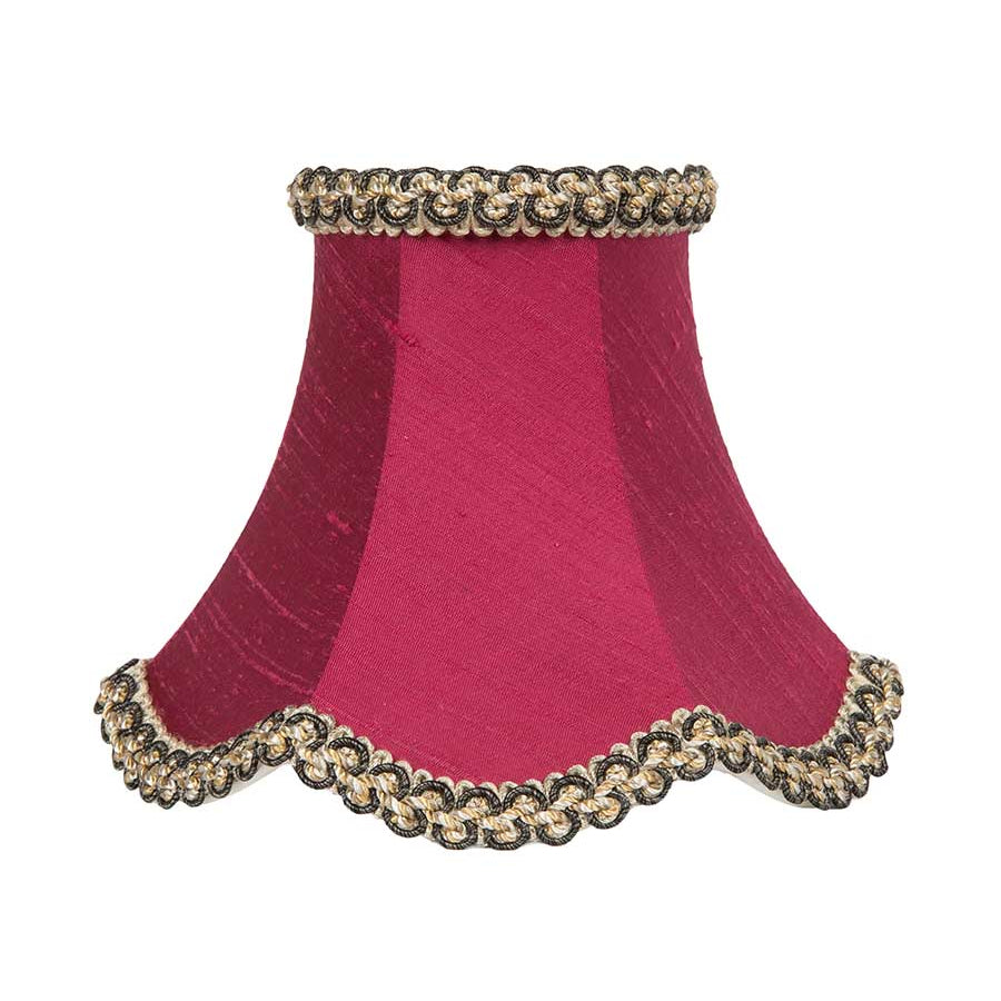 Silk Scalloped Bell Lampshade - Damson