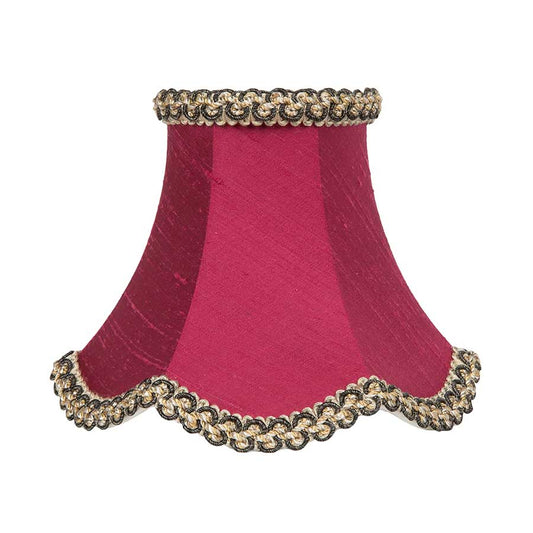 Silk Scalloped Bell Lampshade - Damson