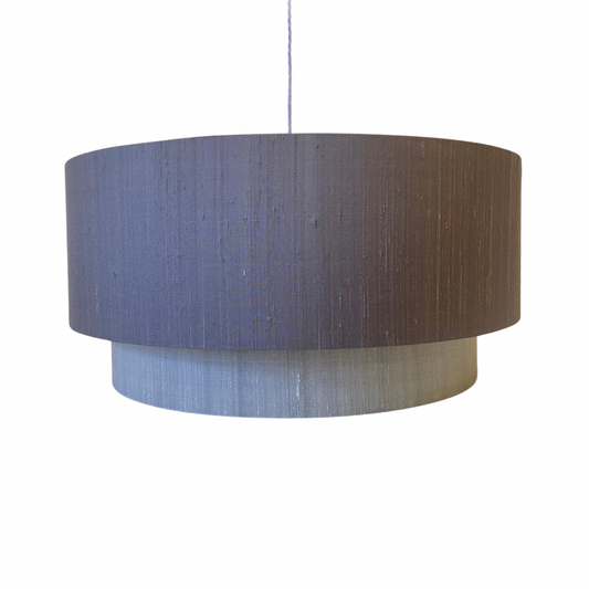 'Shades of Grey' Silk Tiered Lampshade - XL